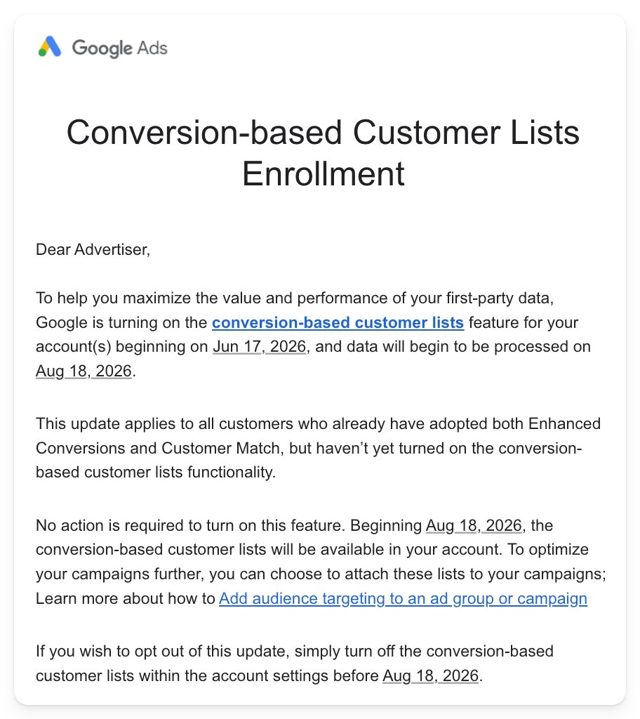 Is Google Ads Secretly Enrolling You in Conversion-Based Customer Lists Without Consent?